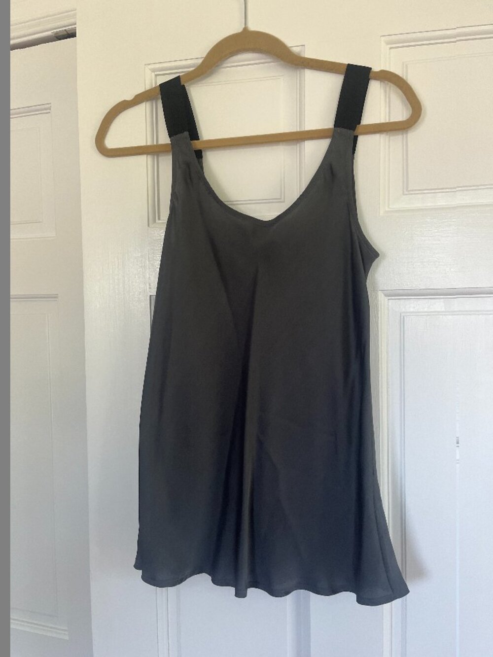 Theory Dark Gray 100% Viscose Contrast Strap Tank Top - Size S